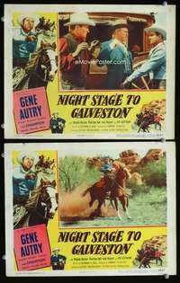 z615 NIGHT STAGE TO GALVESTON 2 movie lobby cards '52 Gene Autry