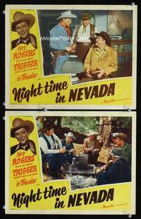 z012 NIGHT TIME IN NEVADA 2 movie lobby cards '48 Roy Rogers, Devine
