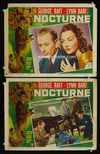 z626 NOCTURNE 2 movie lobby cards '46 George Raft, Lynn Bari, noir!