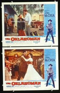 z636 OKLAHOMAN 2 movie lobby cards '57 Joel McCrea, Barbara Hale