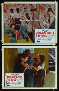 z644 ONE WAY TICKET TO HELL 2 movie lobby cards '52 teen-age madness!