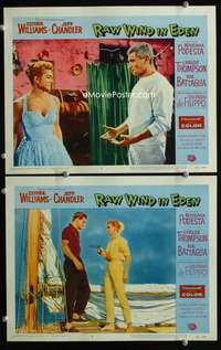 z694 RAW WIND IN EDEN 2 movie lobby cards '58 Esther Williams, Chandler