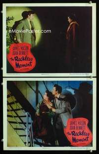 z698 RECKLESS MOMENT 2 movie lobby cards '49 James Mason, Joan Bennett