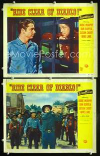 z707 RIDE CLEAR OF DIABLO 2 movie lobby cards '54 Audie Murphy, Duryea