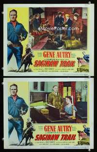 z735 SAGINAW TRAIL 2 movie lobby cards '53 Gene Autry in Michigan!