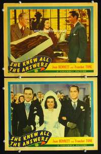 z767 SHE KNEW ALL THE ANSWERS 2 movie lobby cards '41 Joan Bennett, Tone