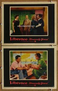 z787 SINCERELY YOURS 2 movie lobby cards '55 Liberace, Dorothy Malone