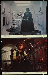 z826 STAR WARS 2 movie lobby cards '77 Harrison Ford, Darth Vader!