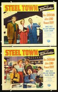 z827 STEEL TOWN 2 movie lobby cards '52 Ann Sheridan, John Lund, Duff