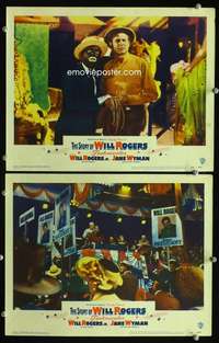 z832 STORY OF WILL ROGERS 2 movie lobby cards '52blackface Eddie Cantor