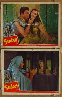 z842 SUDAN 2 movie lobby cards '45 Maria Montez, Jon Hall, Turhan Bey