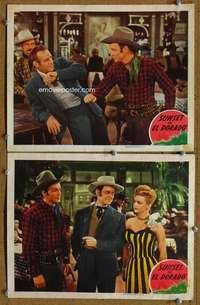 z008 SUNSET IN EL DORADO 2 movie lobby cards '45 Roy Rogers, Evans