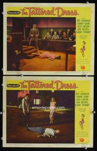 z859 TATTERED DRESS 2 movie lobby cards '57 Jeff Chandler, Jeanne Crain
