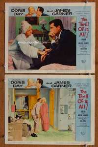 z886 THRILL OF IT ALL 2 movie lobby cards '63 Doris Day, James Garner