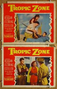z914 TROPIC ZONE 2 movie lobby cards '53 Ronald Reagan, Rhonda Fleming