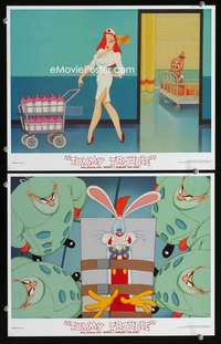 z918 TUMMY TROUBLE 2 movie lobby cards '89 Roger & Jessica Rabbit!