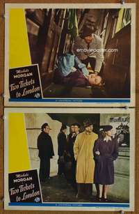 z924 TWO TICKETS TO LONDON 2 movie lobby cards '43 Michele Morgan
