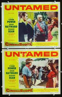 z935 UNTAMED 2 movie lobby cards '55 Tyrone Power, Susan Hayward