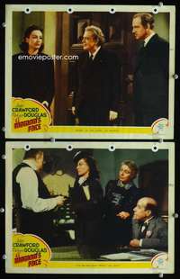 z979 WOMAN'S FACE 2 movie lobby cards '41 Joan Crawford, Melvyn Douglas