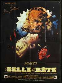 b532 LA BELLE ET LA BETE French one-panel movie poster R90s Jean Cocteau