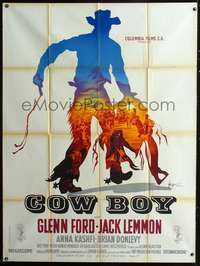 b411 COWBOY French one-panel movie poster '58 coool different Kerfyser art!