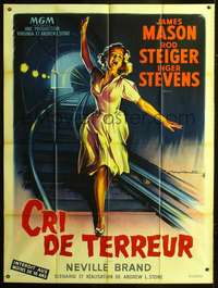 b414 CRY TERROR French one-panel movie poster '58 striking Roger Soubie art!