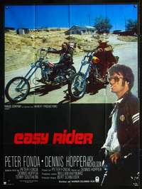 b435 EASY RIDER French one-panel movie poster R80s Fonda, best biker image!