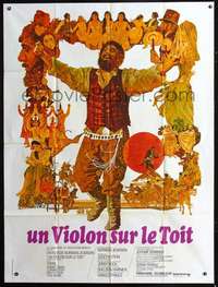 b456 FIDDLER ON THE ROOF French one-panel movie poster '72 Ted CoConis art!