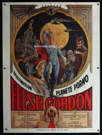 b460 FLESH GORDON French one-panel movie poster '74 sexiest sci-fi spoof!
