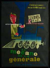 b469 GENERAL French one-panel movie poster R60s Buster Keaton by Bourduge!
