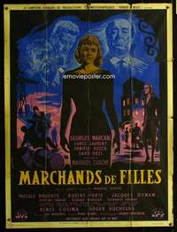 b474 GIRL MERCHANTS French one-panel movie poster '57 cool Noel artwork!