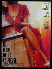 b493 HAIRDRESSER'S HUSBAND French one-panel movie poster '90 Rochefort