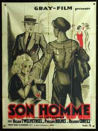 b499 HER MAN French one-panel movie poster '30 cool Roland Coudon art!