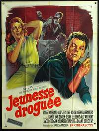 b501 HIGH SCHOOL CONFIDENTIAL French one-panel movie poster '58 Soubie art!