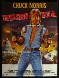 b517 INVASION U.S.A. French one-panel movie poster '85 tough Chuck Norris!