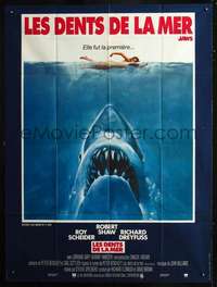 b519 JAWS French one-panel movie poster '75 Steven Spielberg classic shark!