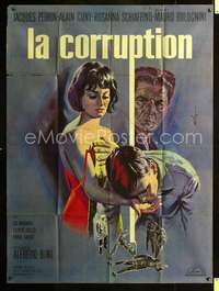 b533 LA CORRUZIONE French one-panel movie poster '63 cool Jean Mascii art!