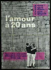 b564 LOVE AT TWENTY French one-panel movie poster '62 Truffaut, Rodrigue art!