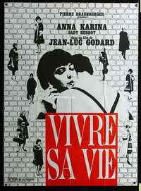 b604 MY LIFE TO LIVE second printing French 1p '62 Godard's Vivre sa Vie, Anna Karina, Vaissier art