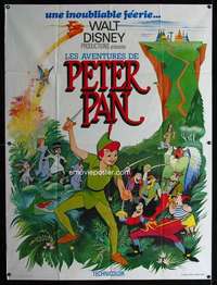 b632 PETER PAN French one-panel movie poster R70s cool different image!