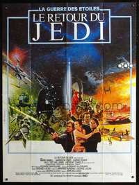 b663 RETURN OF THE JEDI French one-panel movie poster '83 Michel Jouin art!