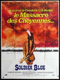 b694 SOLDIER BLUE French 1p R1970s wild different artwork of naked & bound Native American woman!