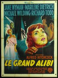 b702 STAGE FRIGHT French one-panel movie poster '50Hitchcock,Grinsson art!