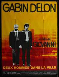b734 TWO MEN IN TOWN French one-panel movie poster '73 Alain Delon, Gabin