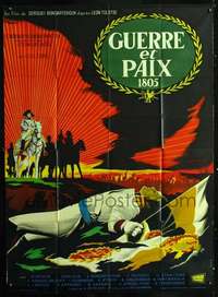 b747 WAR & PEACE French one-panel movie poster '68 fallen soldier by Noel!