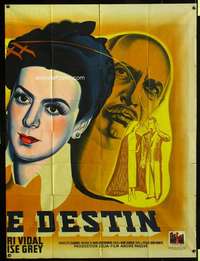 b317 ETRANGE DESTIN INCOMPLETE French two-panel movie poster '46 Bellanger