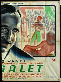 b318 GRINGALET INCOMPLETE French two-panel movie poster '46 Charles Vanel, French!