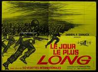 b316 LONGEST DAY French four-panel movie poster '62 different Broutin art!