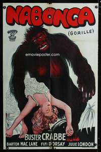 b335 NABONGA Moroccan 28x42 movie poster '44 Buster Crabbe, giant gorilla!