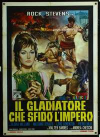 b147 CHALLENGE OF THE GLADIATOR Italian one-panel movie poster '65 cool art!